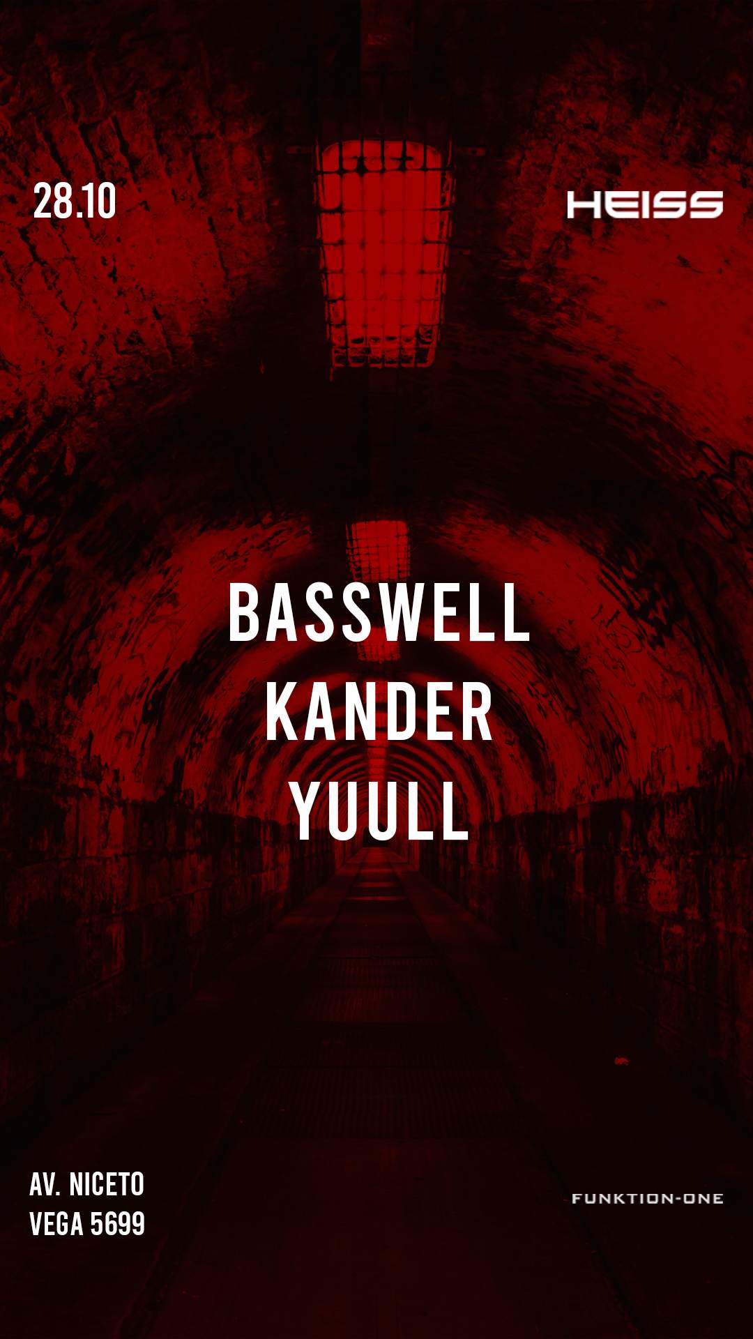 Basswell / Kander / YUULL / HEISS TECHNO - フライヤー表