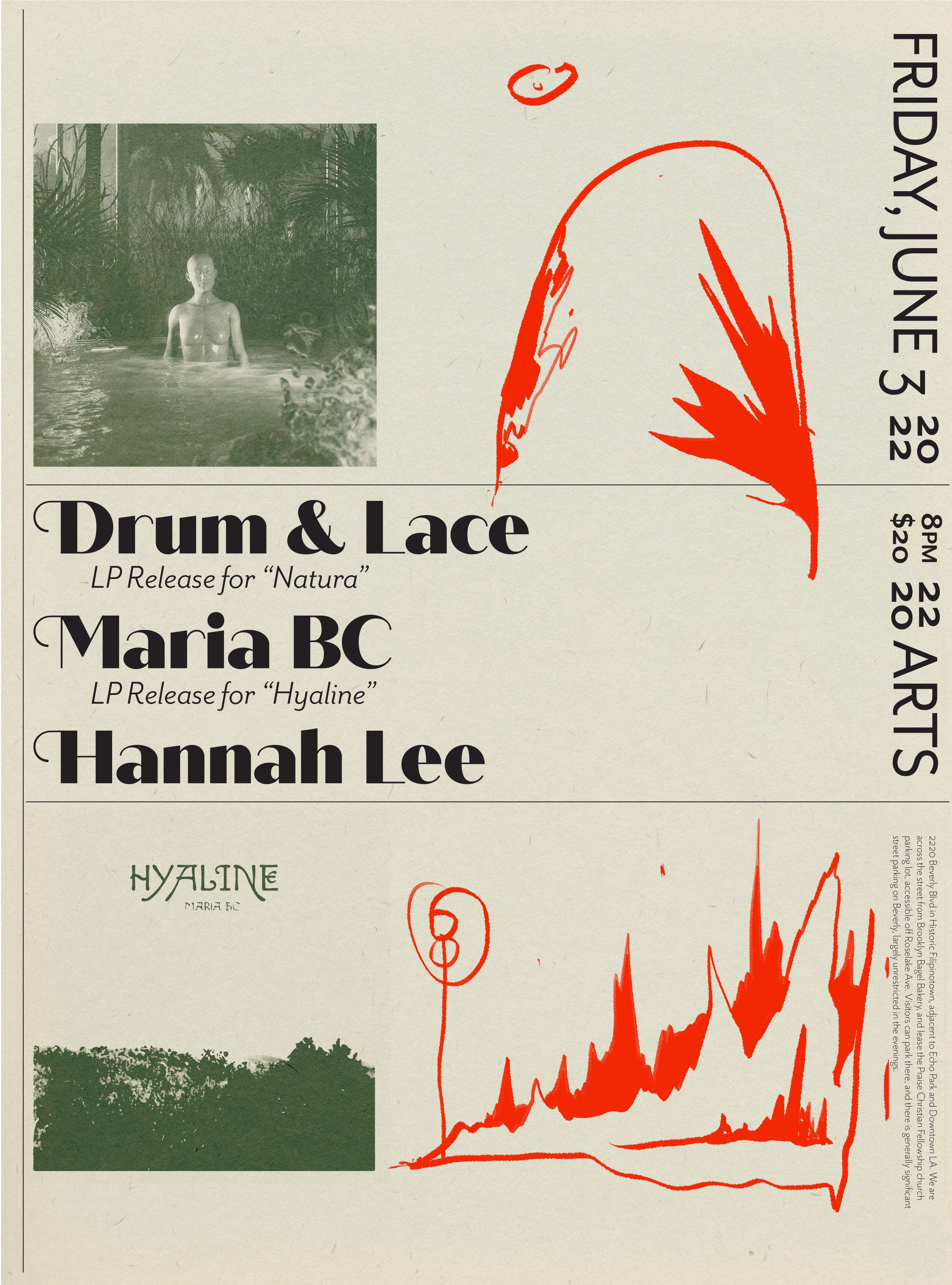 Drum & Lace, Maria BC, Hannah Lee - フライヤー表