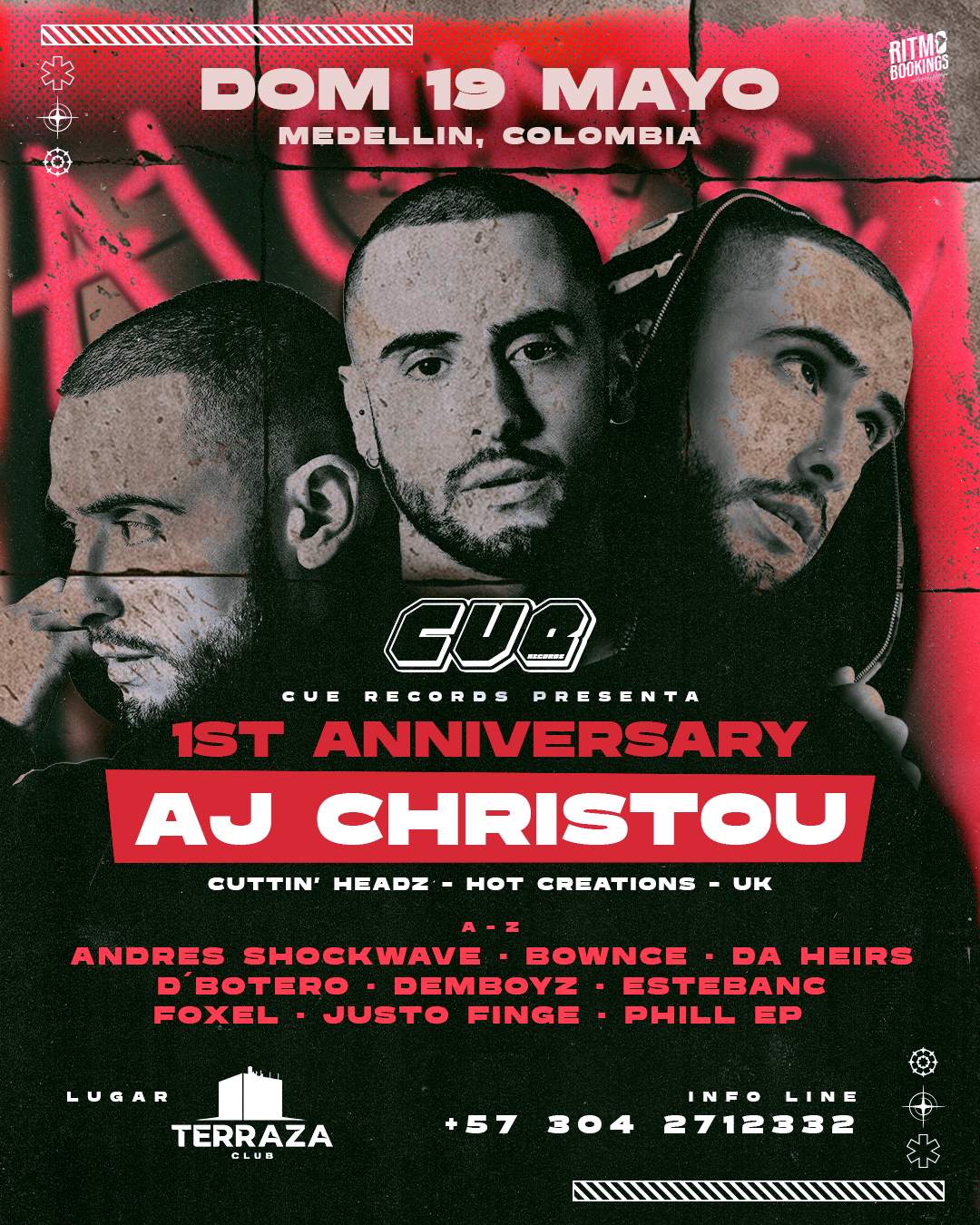1st Anniversary CUE RECORDS - AJ Christou - フライヤー表