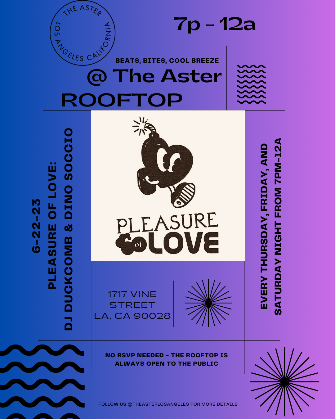The Aster: Pleasure Of Love: DJ Duckcomb & Dino Soccio  - フライヤー表