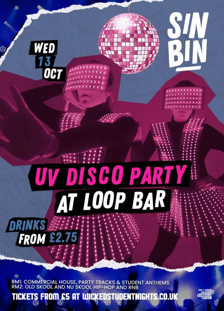SIN BIN Sports Night at Loop Bar - UV Disco Party // £2.75 Drinks - Página frontal