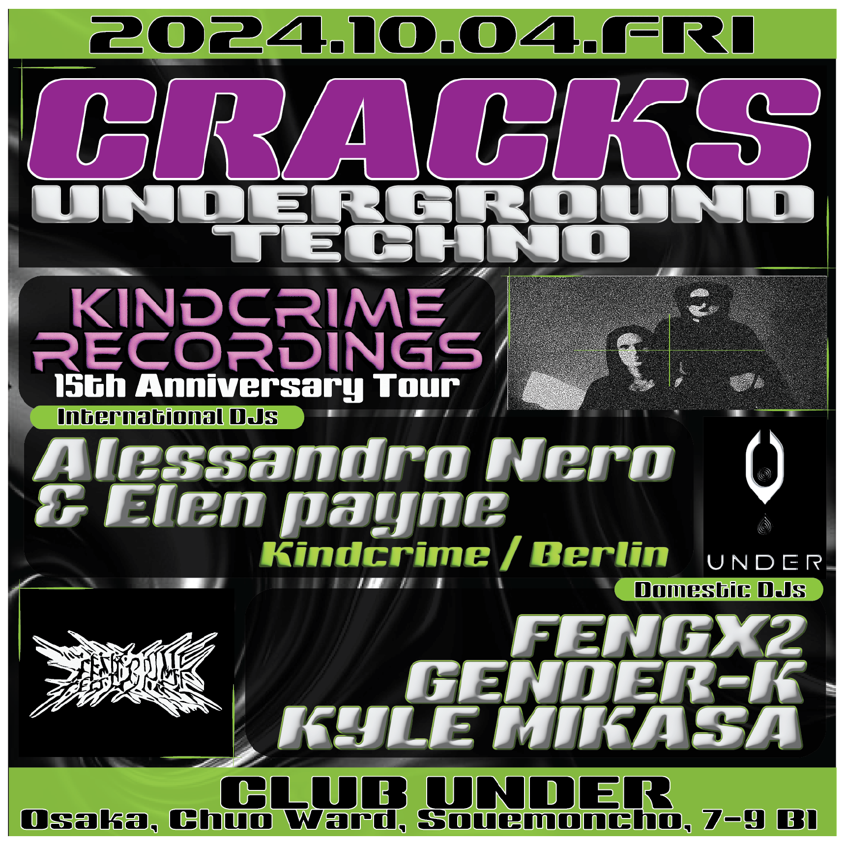 UNDERGROUND TECHNO with Alessandro Nero , Elen Payne, GENDER-K