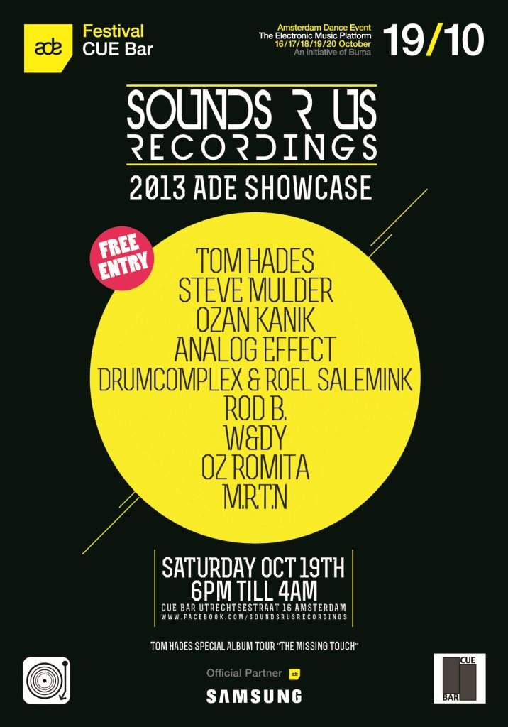 Sounds R Us Recordings 2013 ADE Showcase - フライヤー表