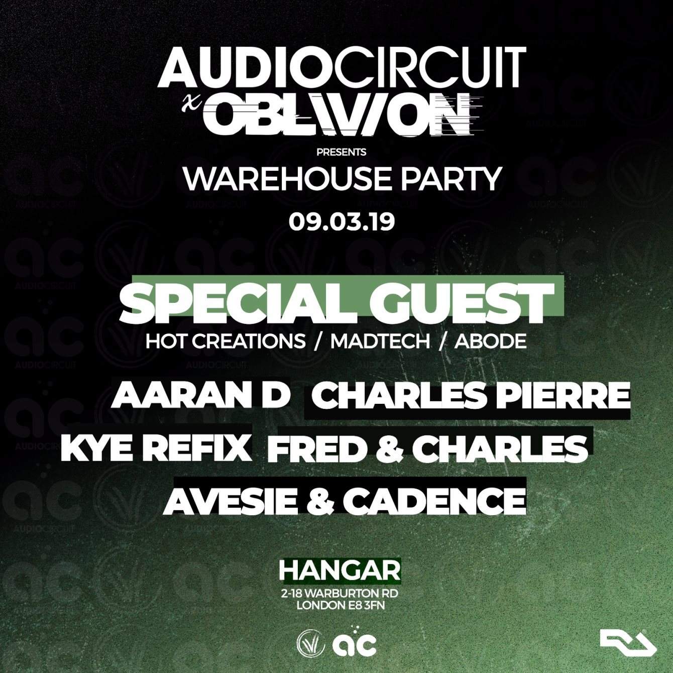 Audio Circuit x Oblivion - Warehouse Party - フライヤー表