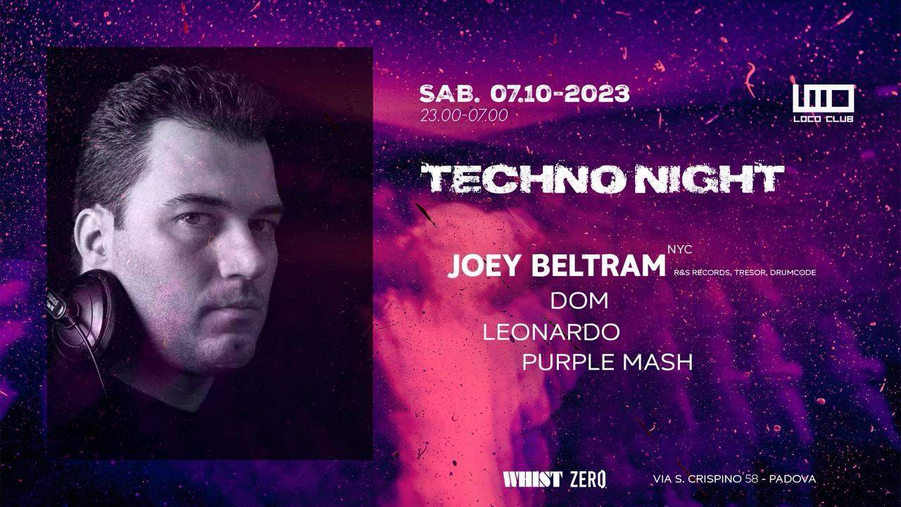 Loco Techno Night with Joey Beltram, Purple Mash, Leonardo - Página frontal