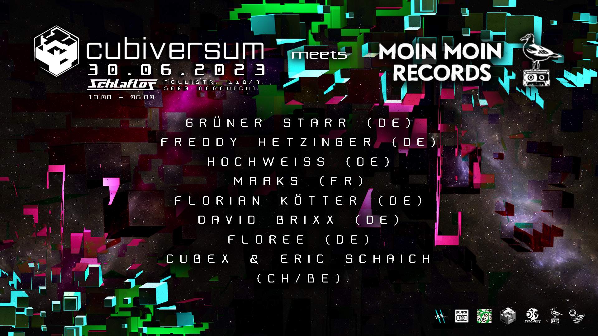 Cubiversum meets MoinMoin Records - MinimalPsyTechno Night 12h ab 18:00h - フライヤー表