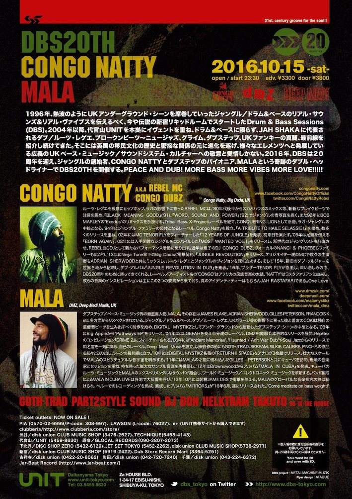 Dbs20th Congo Natty x Mala Feat. Congo Natty a.k.a Rebel MC & Congo Dubz Mala - フライヤー裏