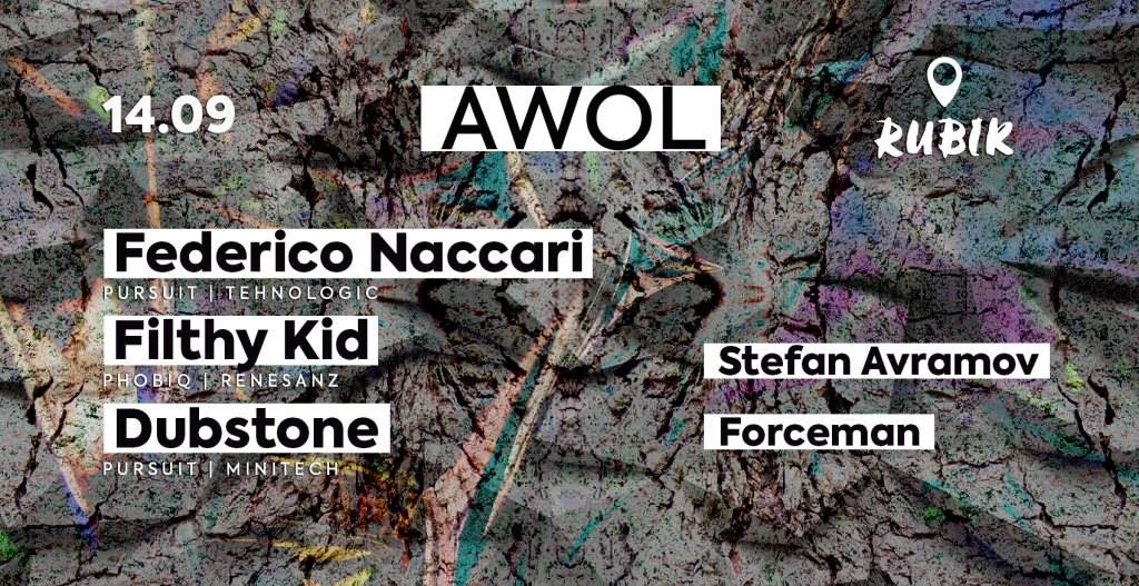 Awol - Federico Naccari, Filthy Kid, Dubstone - フライヤー表