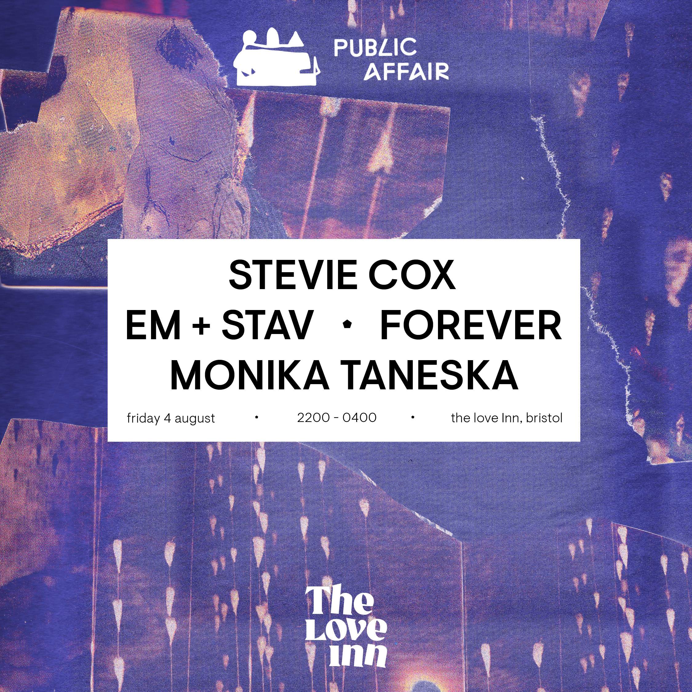 Public Affair #13: Stevie Cox, EM + STAV - Página frontal