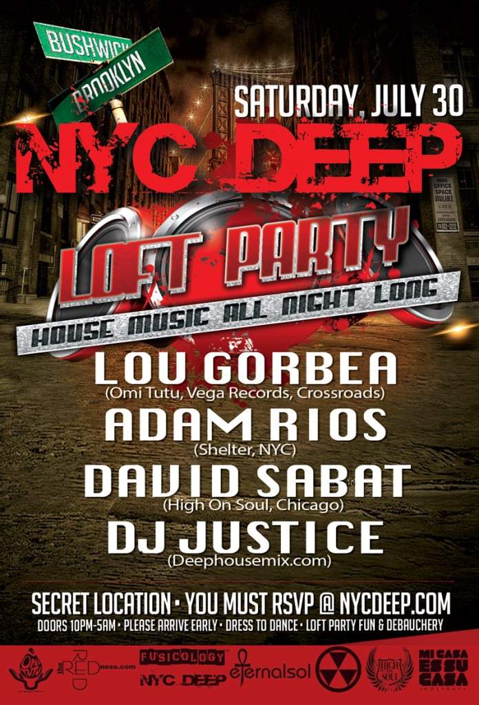 NYC Deep Brooklyn Loft Party with Louie Lou Gorbea, Adam Rios, DJ