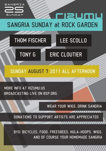 Rizumu presents Sangria Sunday with Eric Cloutier - Tony G - Leetenant - Thomas Fischer - Página frontal