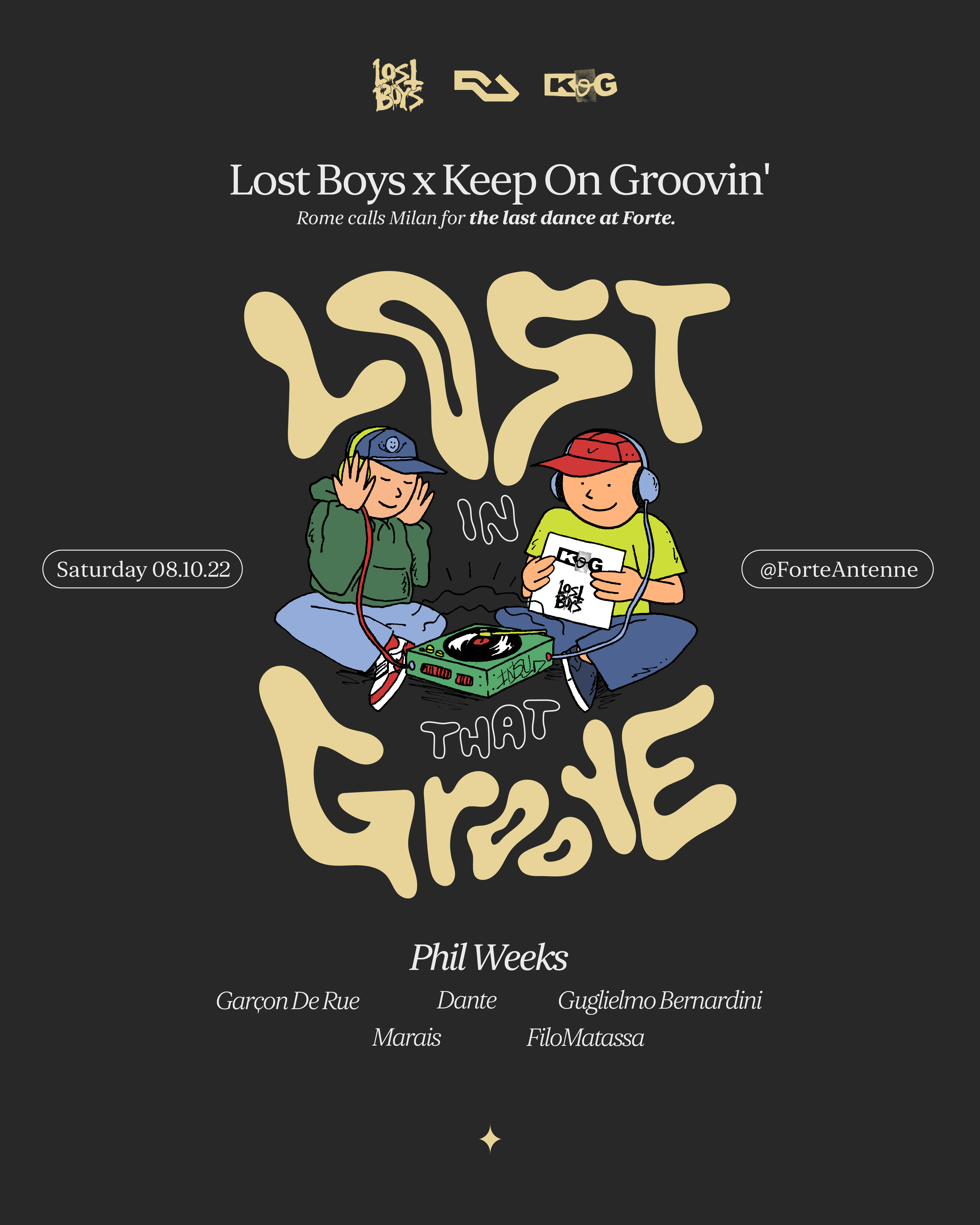 Lost Boys & Keep On Groovin' presents LOST IN THAT GROOVE with Phil Weeks  at Forte Antenne, Rome