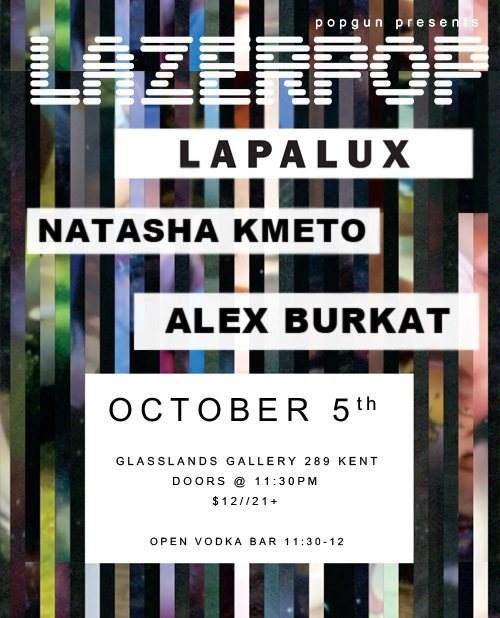 Lazerpop: Lapalux, Natasha Kmeto & Alex Burkat - Página frontal