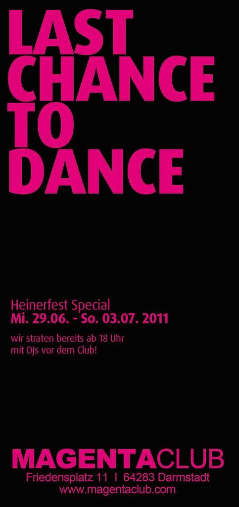 Heinerfest Special 'Last Chance To Dance' 29.06 - 03.07 - Página frontal