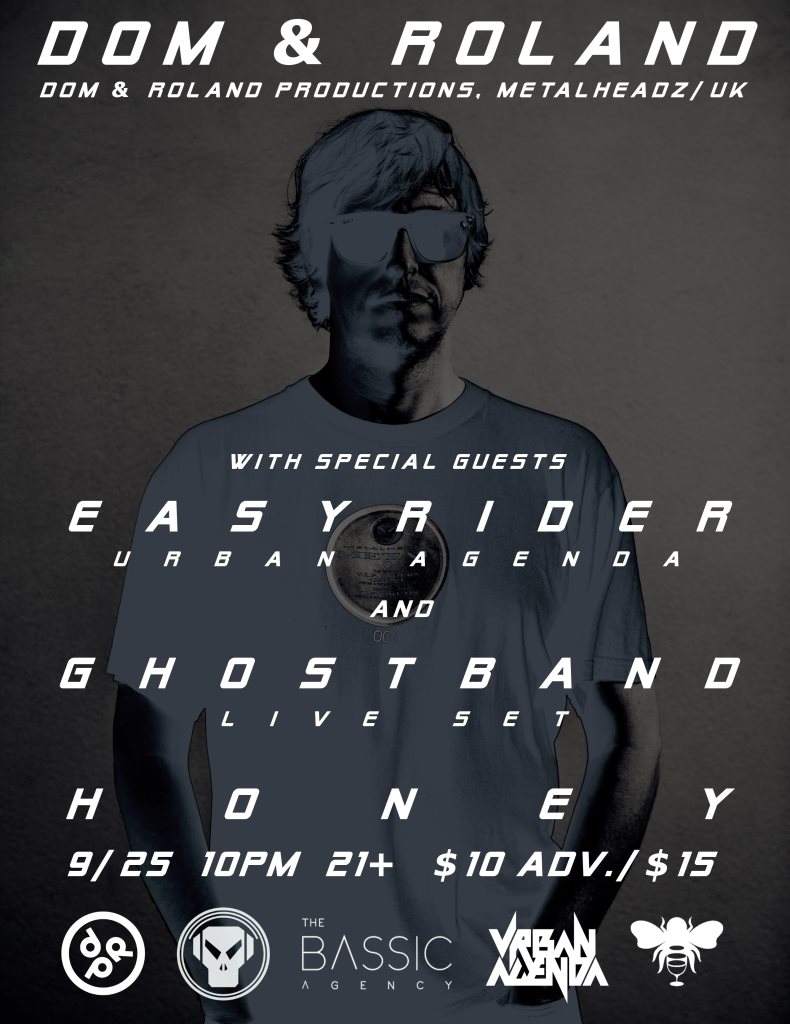 *Cancelled* Dom & Roland with Special Guests Easyrider and Ghostband at Honey *Cancelled* - フライヤー表