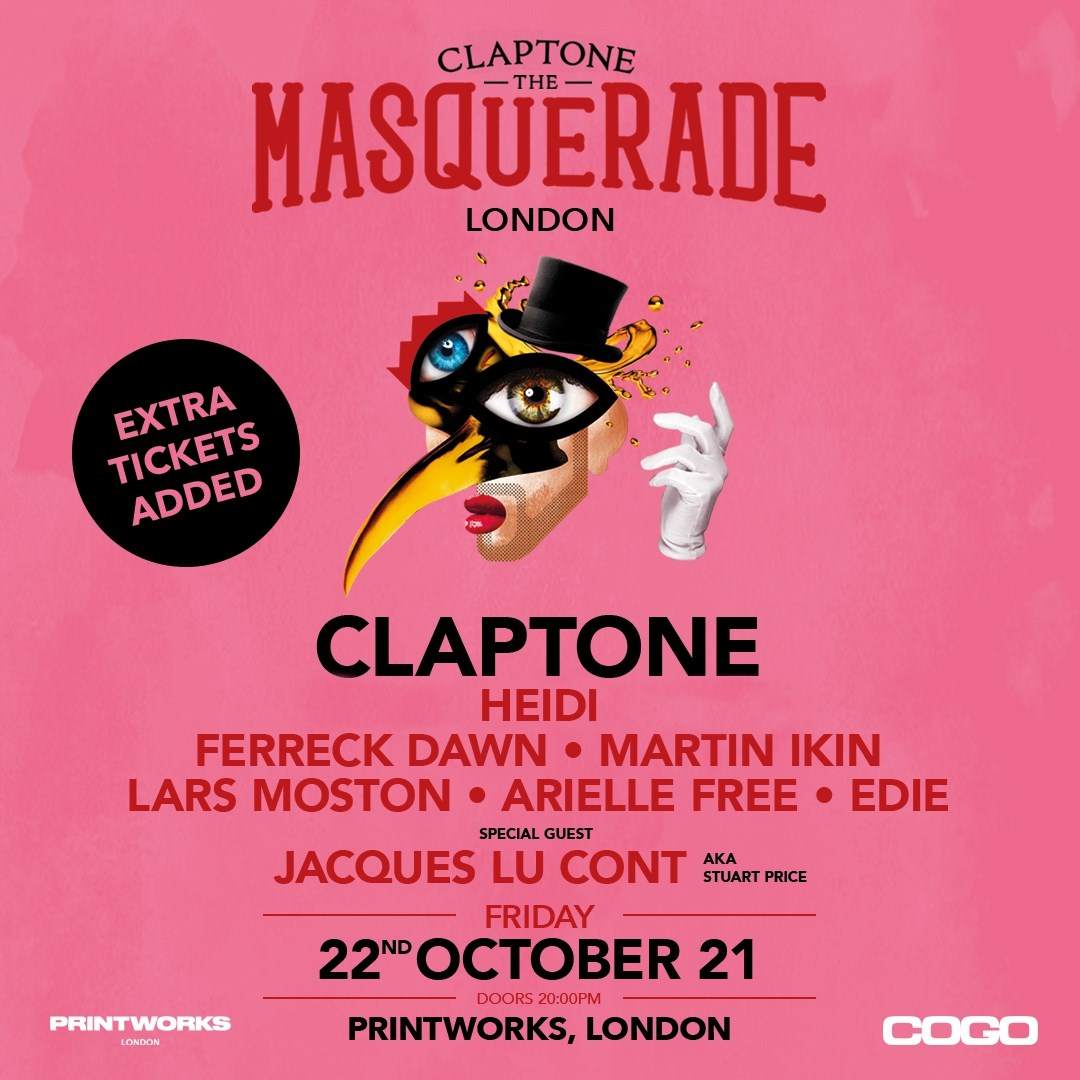 Claptone presents The Masquerade - フライヤー表