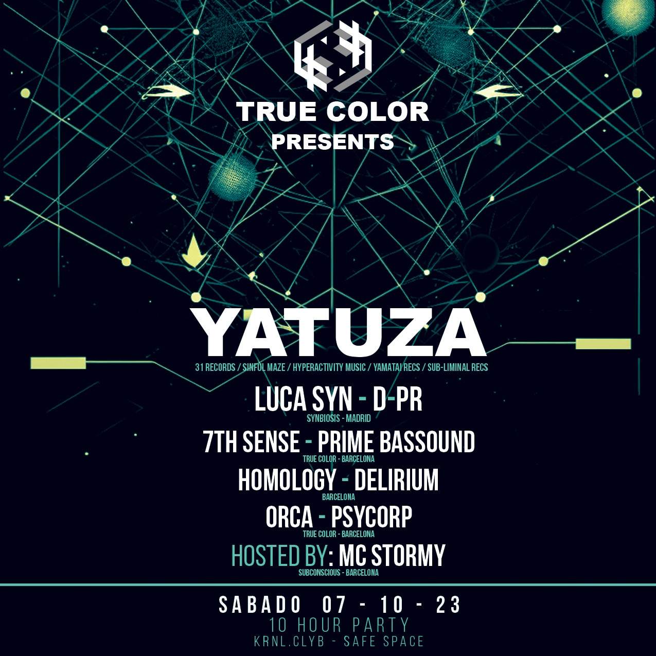 True Color presents // Drum & Bass, Jungle, Dubstep // YATUZA (Dispatch,31Recordings,Overview) - フライヤー表