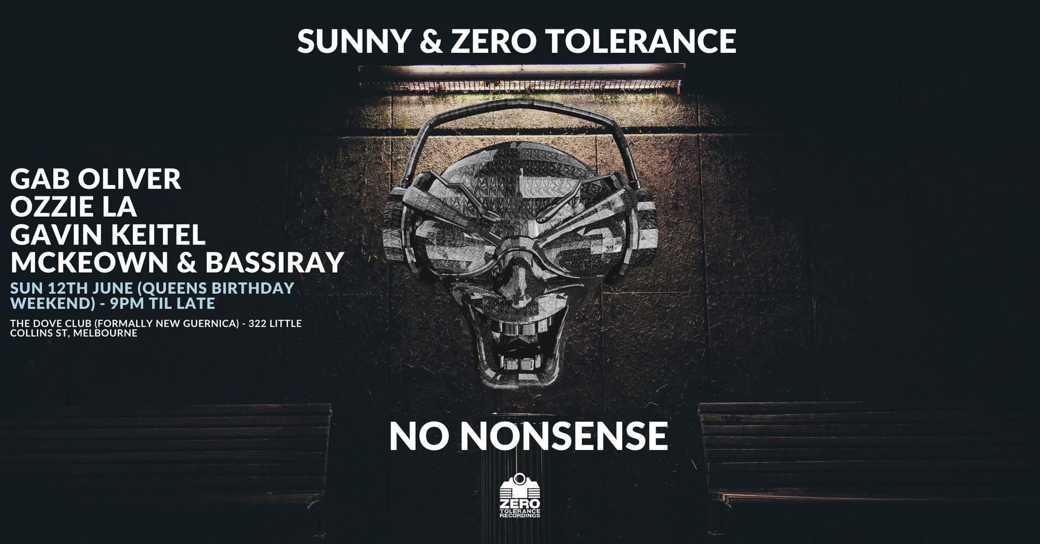 Sunny & Zero Tolerance - NO NONSENSE (LIMITED CAPACITY) - フライヤー表
