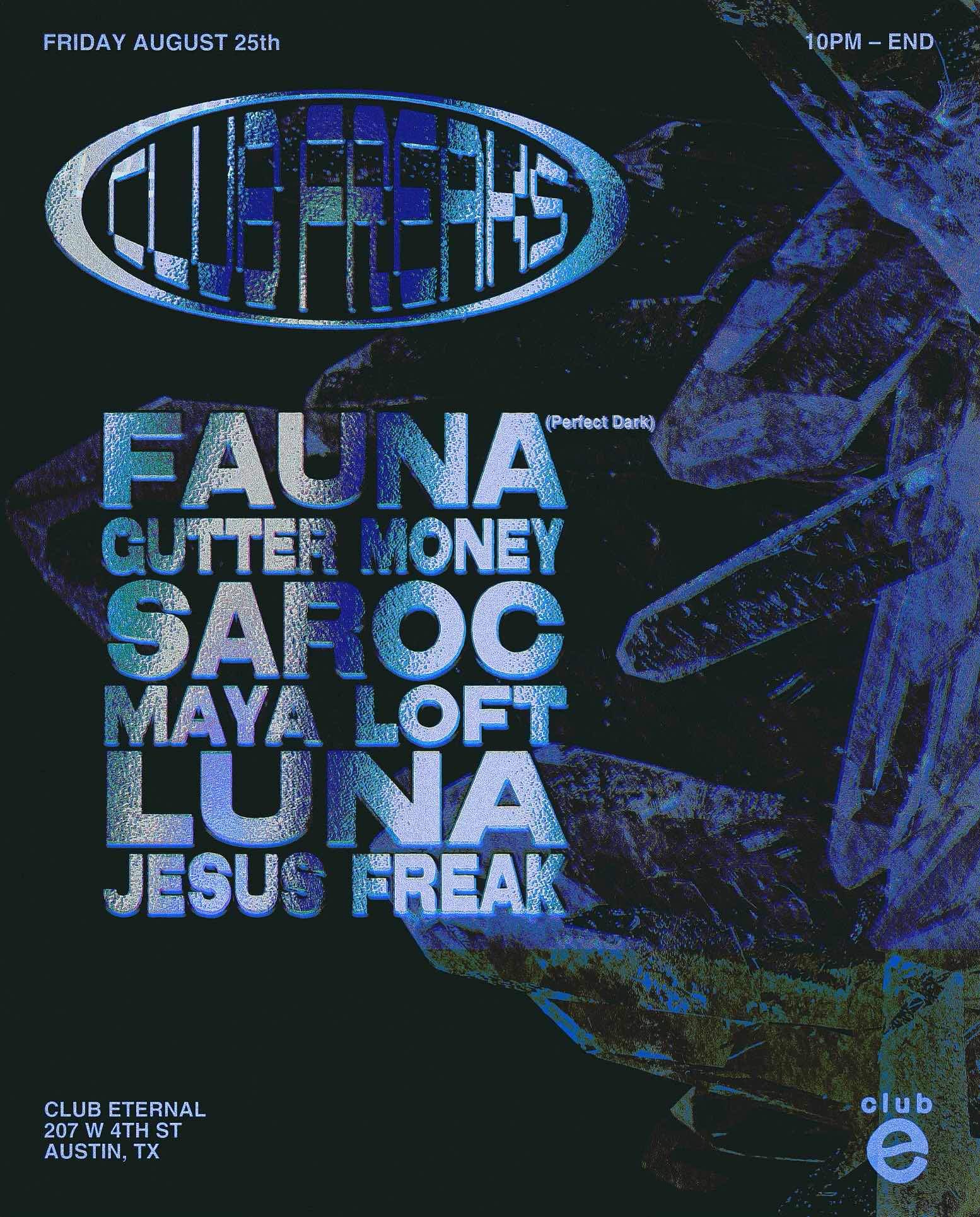 Club Freaks: Fauna, Gutter Money, Saroc, BHC - Página frontal