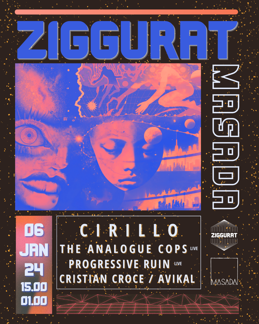 Ziggurat: Cirillo / The Analogue Cops live - フライヤー表