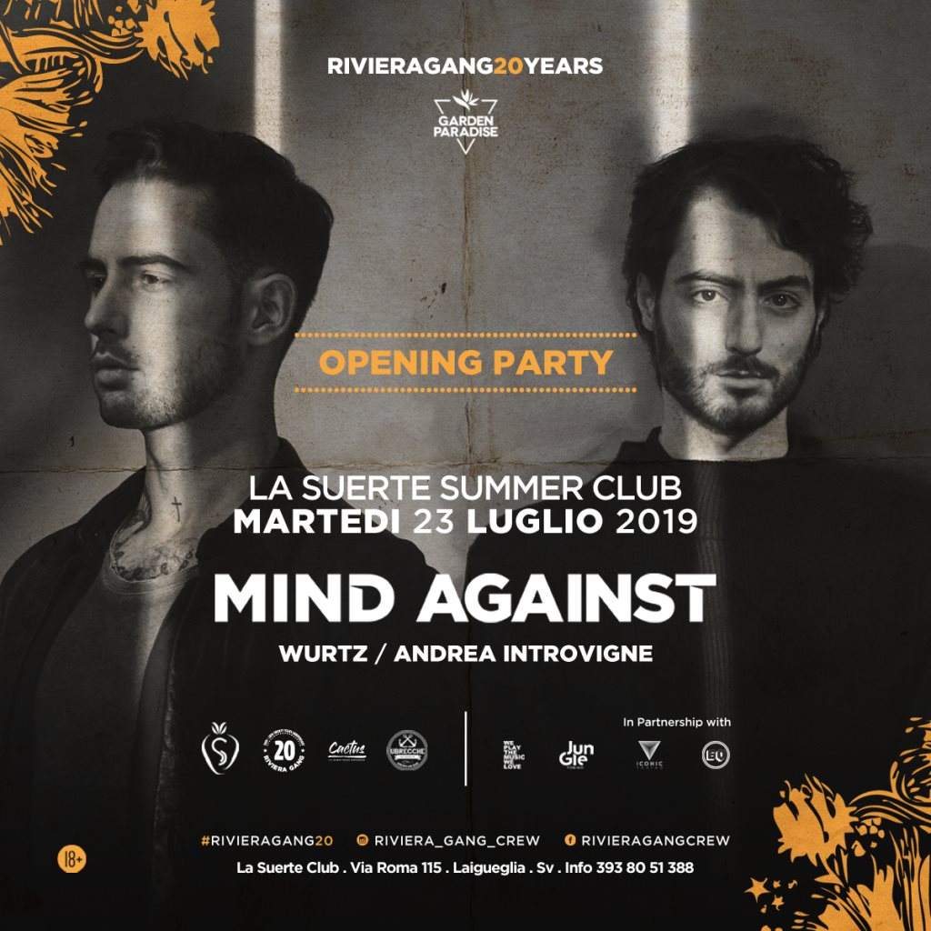 Mind Against for Garden Paradise - Rivieragang20years Opening Party - Página frontal