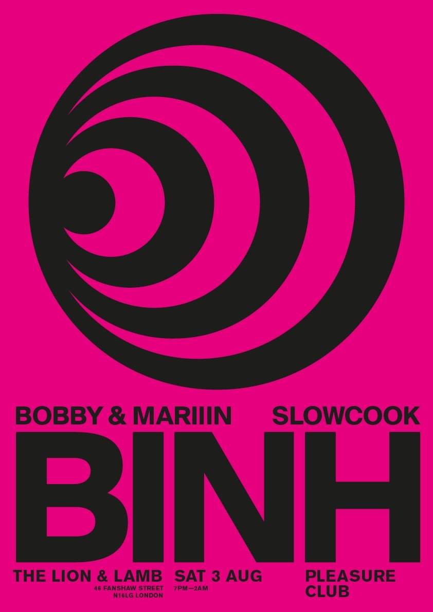 Pleasure Club // Binh, Bobby & Mariiin, Slowcook - Flyer front