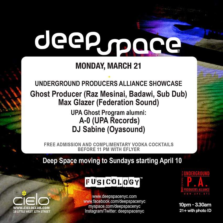 Deep Space: UPA Showcase with Ghost Producer, Max Glazer, A-0, DJ Sabine - Página frontal