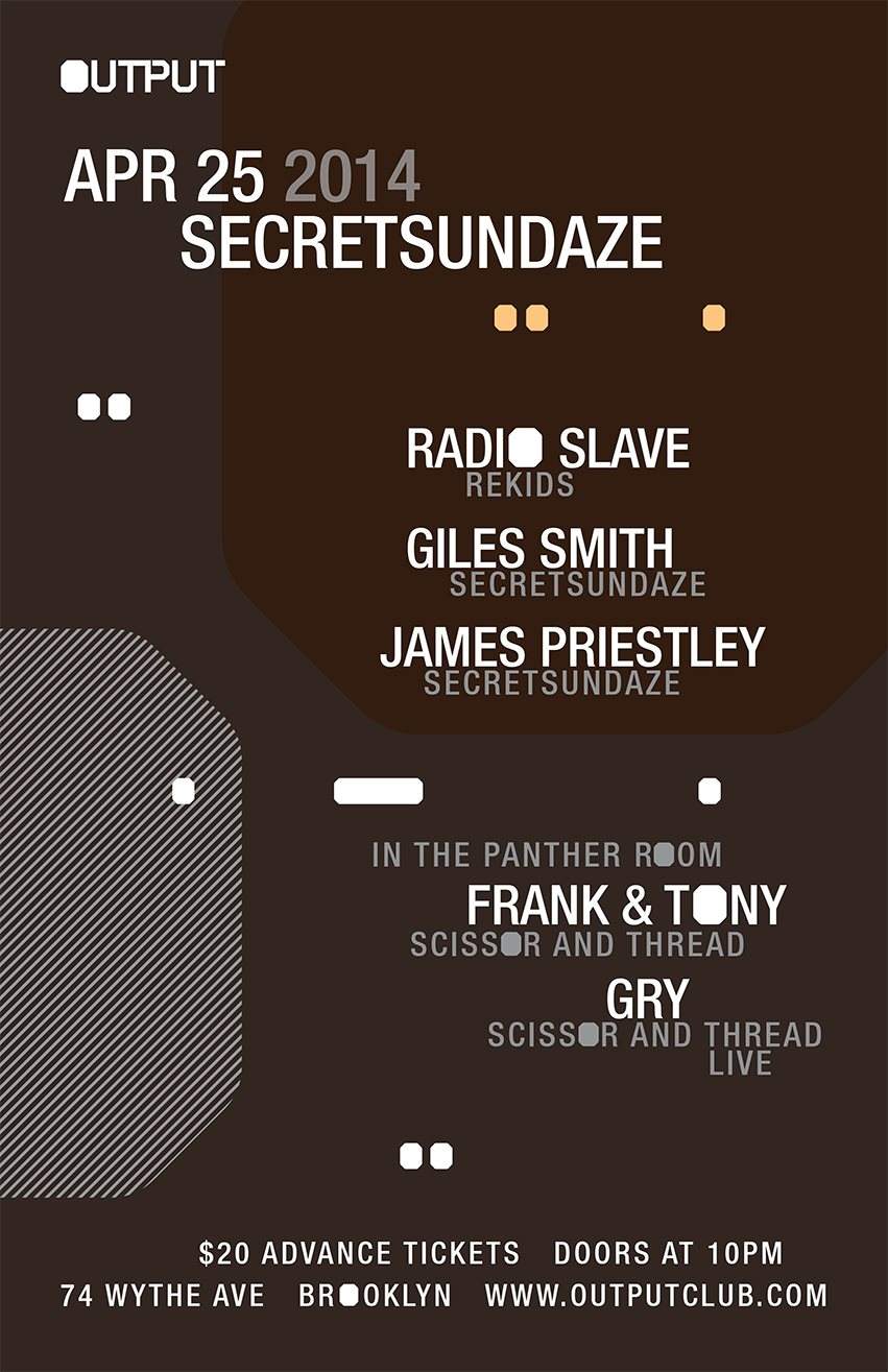 Secretsundaze: Radio Slave/ Giles Smith/ James Priestley with Frank & Tony/ Gry (Live) - Página frontal