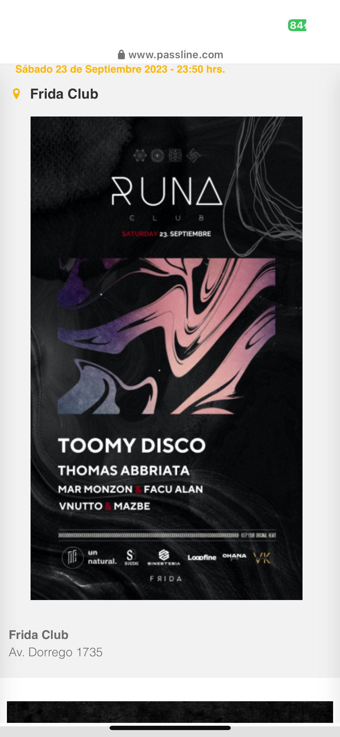Runa Club - Toomy Disco - Página frontal