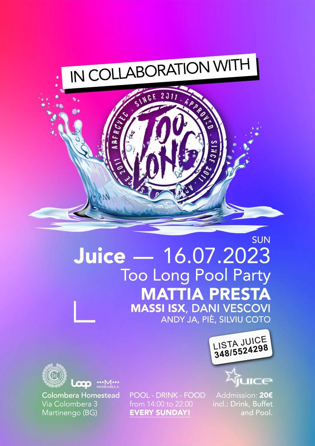 JUICE pres. TOO LONG Pool Party - フライヤー表
