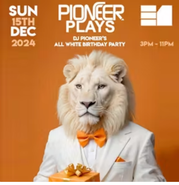 PIONEER PLAYS - DJ Pioneer All White Birthday Party - Flyer front