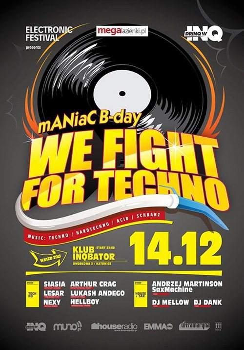 WE Fight For Techno - Maniac B-day - Página frontal