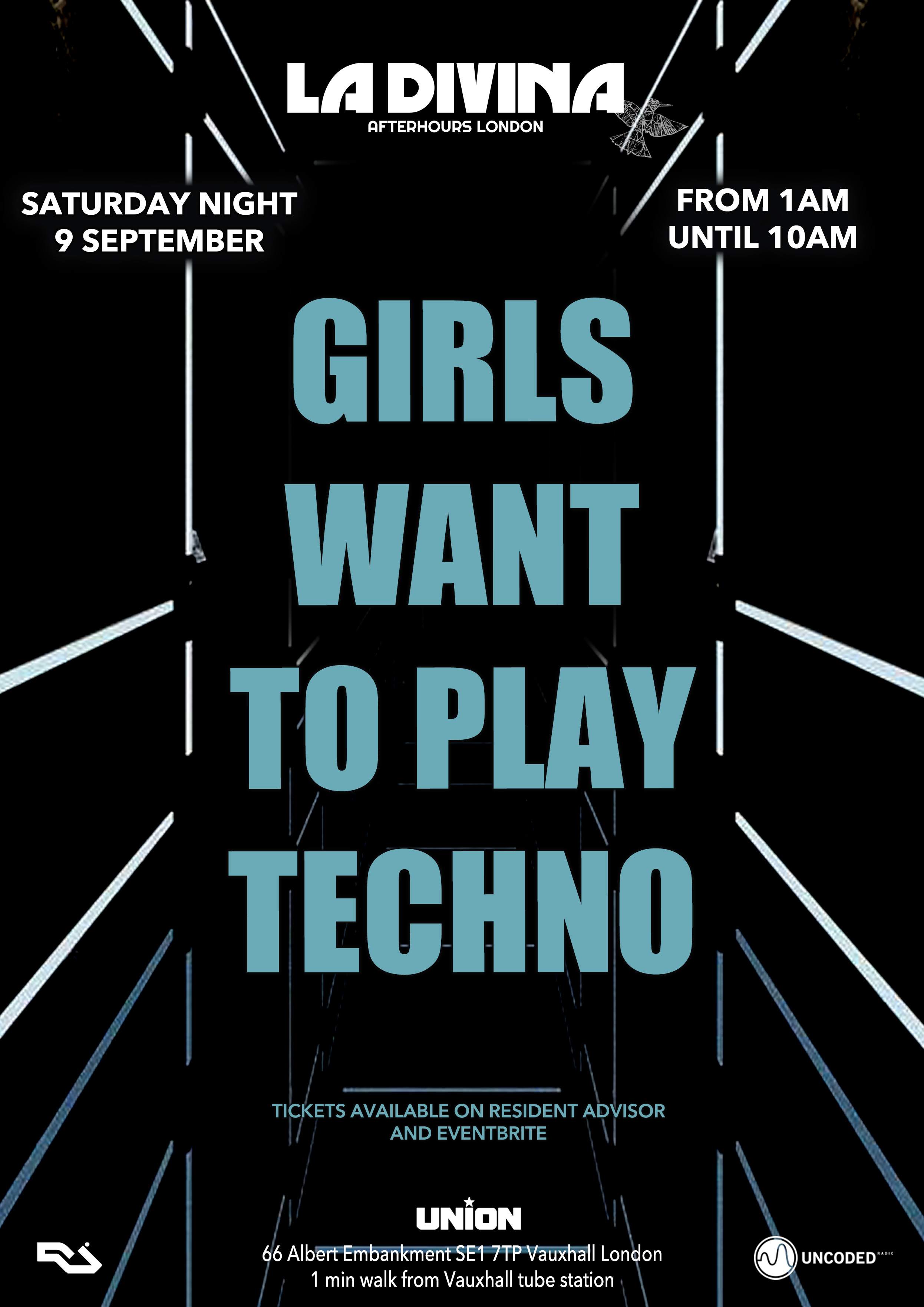 La Divina Afterhours ' Girls want to play techno ' - フライヤー裏