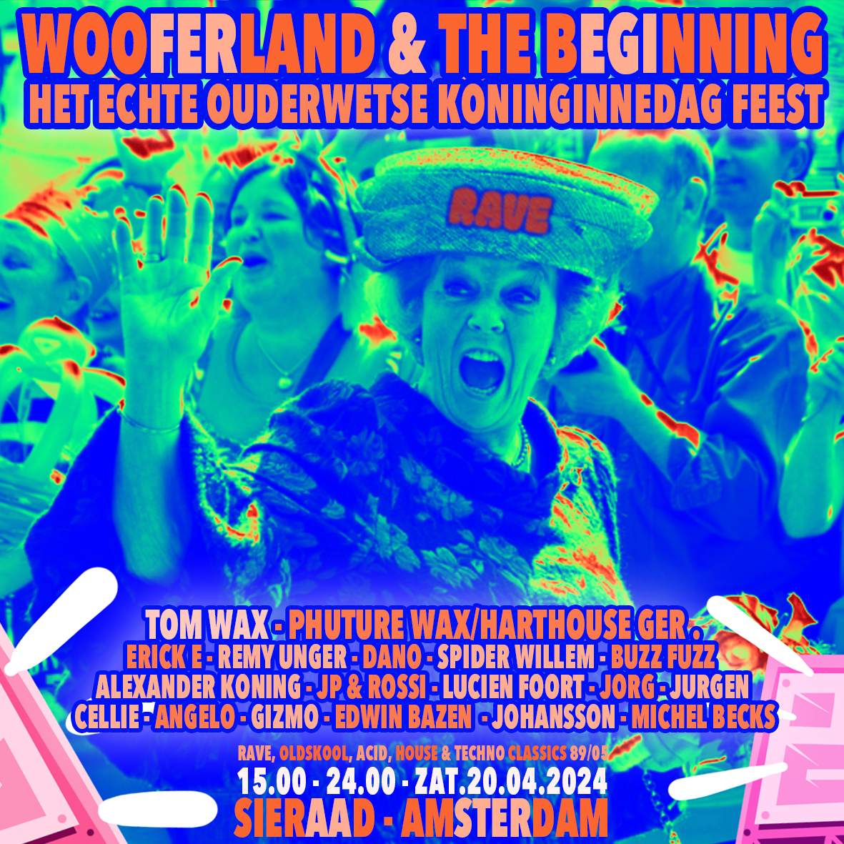 Wooferland & The Beginning - Het Echte Ouderwetse Koninginnedagfeest - フライヤー表