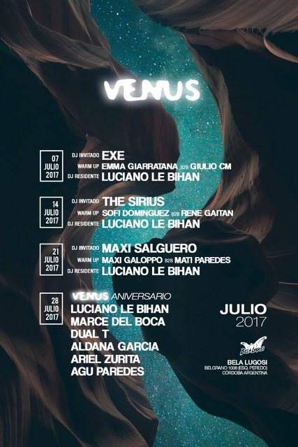 Venus Aniversario Pres. Luciano Le Bihan, Marce Del Boca, Dual T & More - フライヤー裏