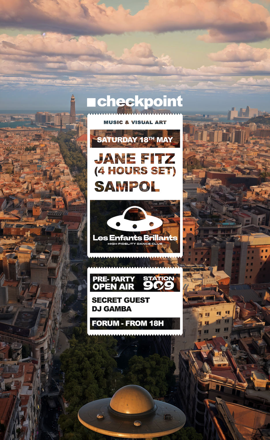 OPEN AIR / ■ CHECKPOINT & LES ENFANTS DAY-TIME at STATION 909 w SECRET GUESTS - フライヤー表