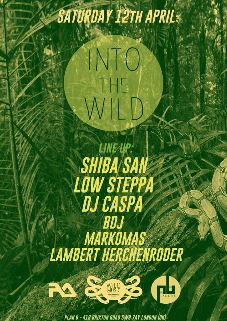 Into the Wild - Shiba SAN (Cuff), LOW Steppa, DJ Caspa - フライヤー表