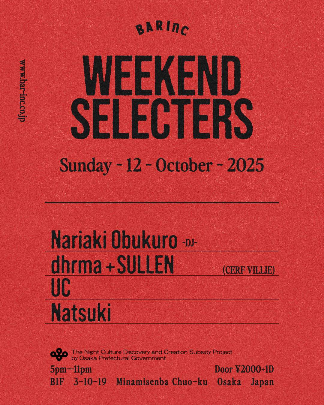 WEEKEND SELECTERS at BAR Inc, Osaka