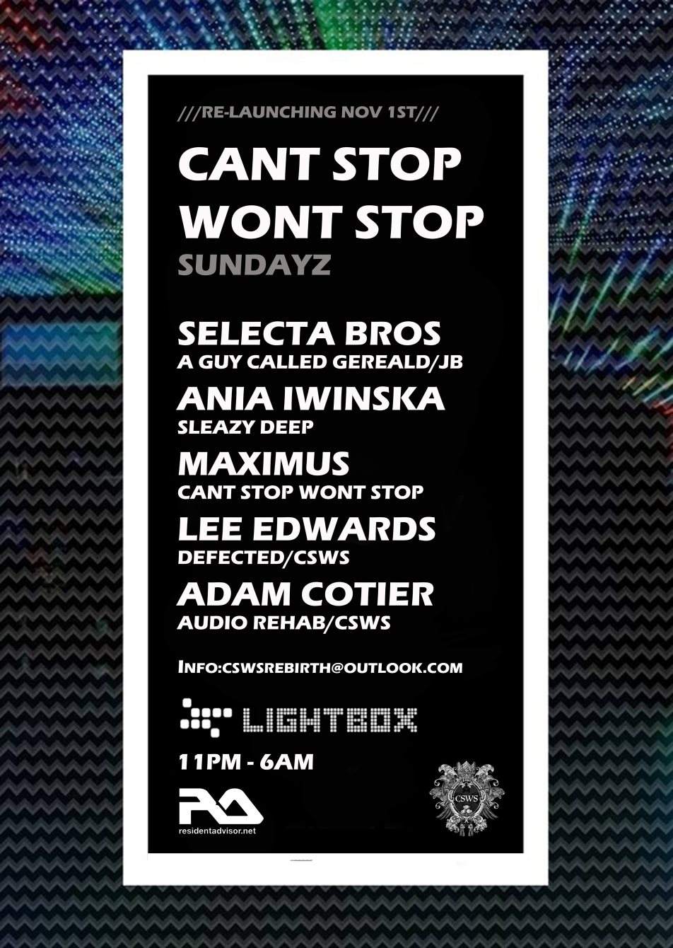 Cant Stop Wont Stop Sundays [LAST Entry 4AM] - フライヤー表