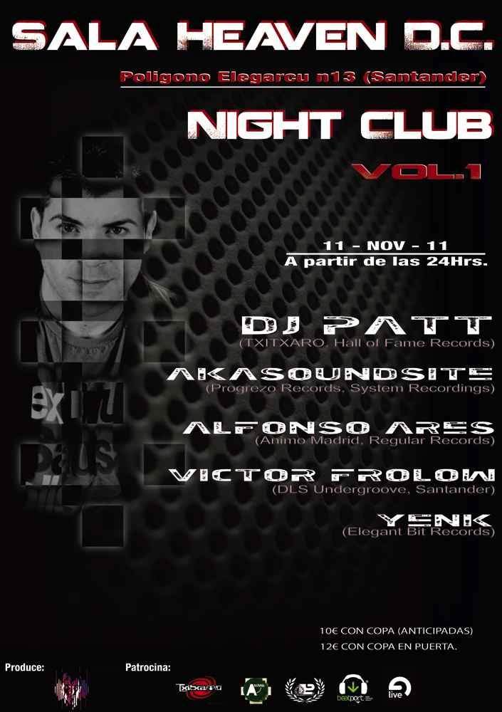 Night Club Vol.1 / Dj Patt, Alfonso Ares, Akasoundsite, Yenk, Victor Frolow - フライヤー表