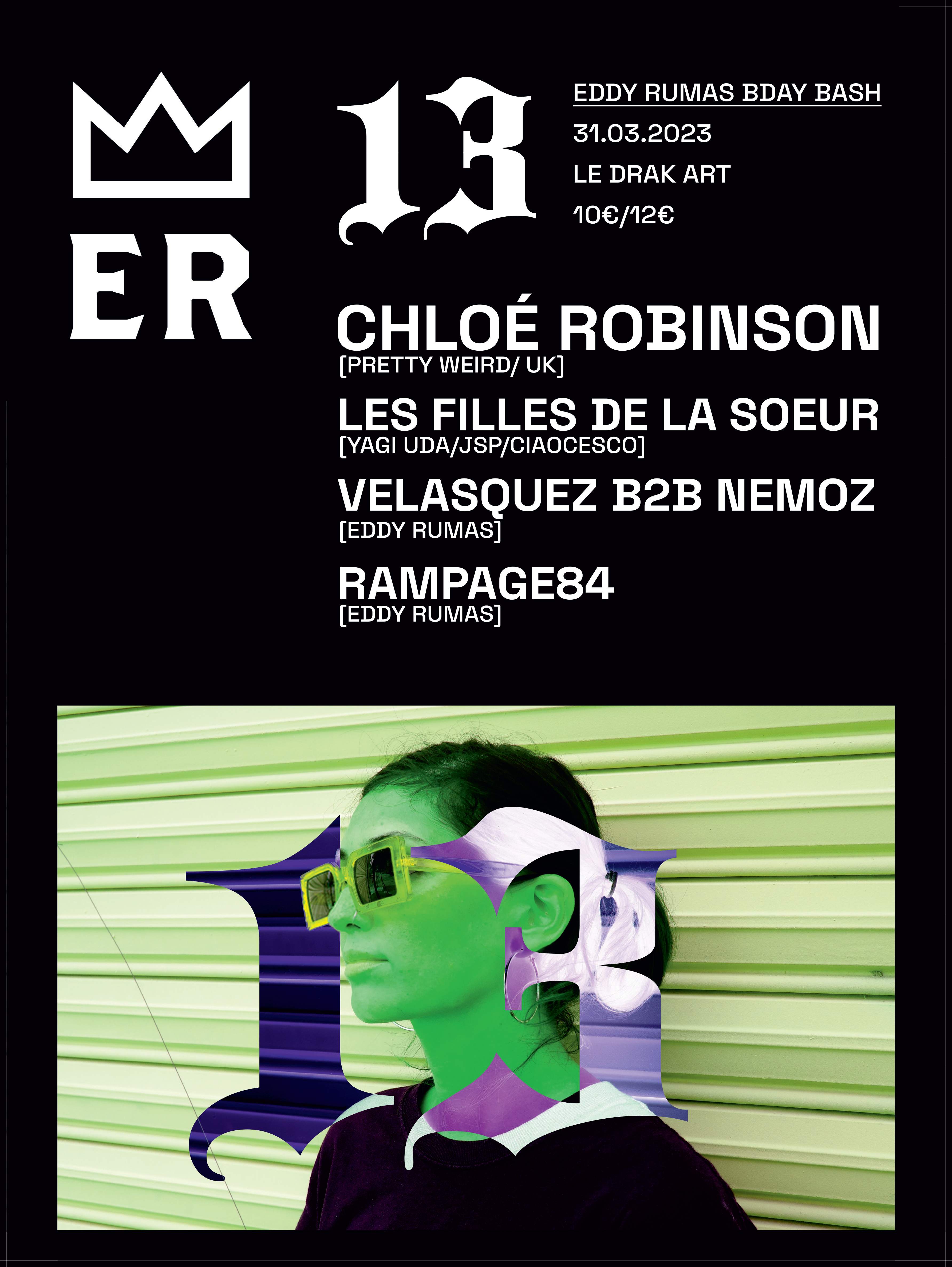 13: Chloé Robinson, Les Filles De La Soeur, Velasquez b2b Nemoz, Rampage84 - Página frontal