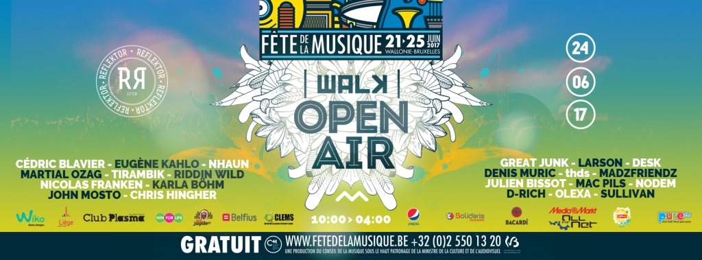 Open air & Afterparty by Walk - Fête de la Musique - Free - フライヤー裏