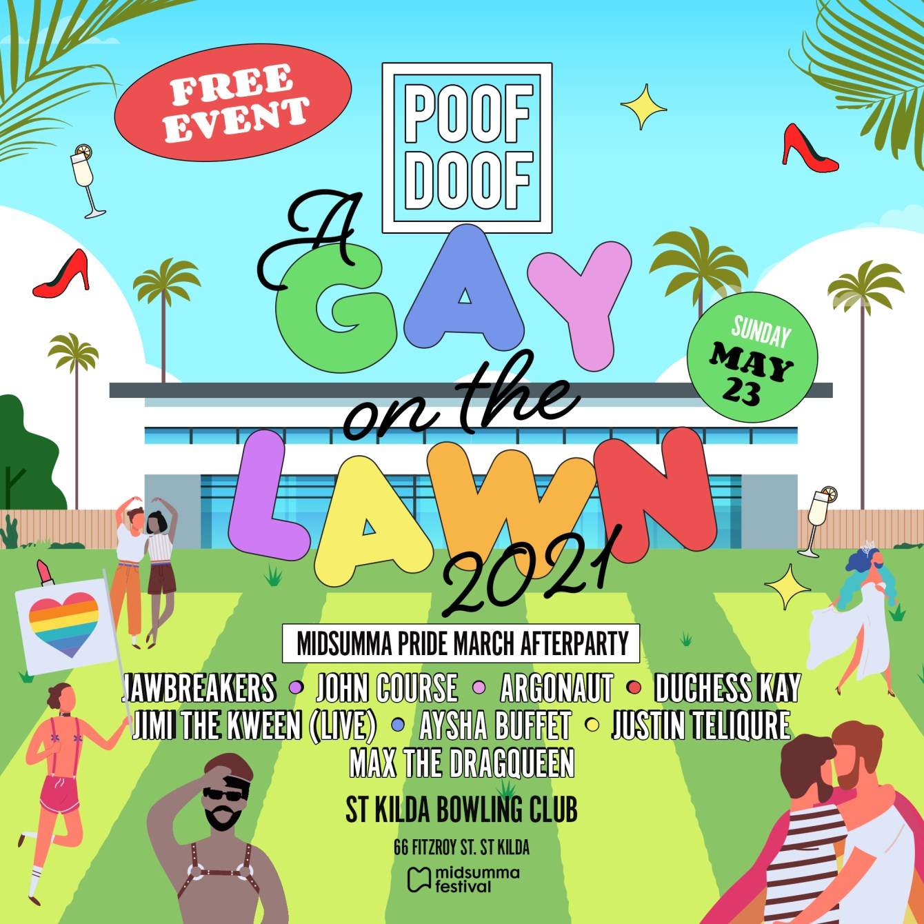 Poof Doof Melbourne: A Gay On The Lawn - フライヤー表