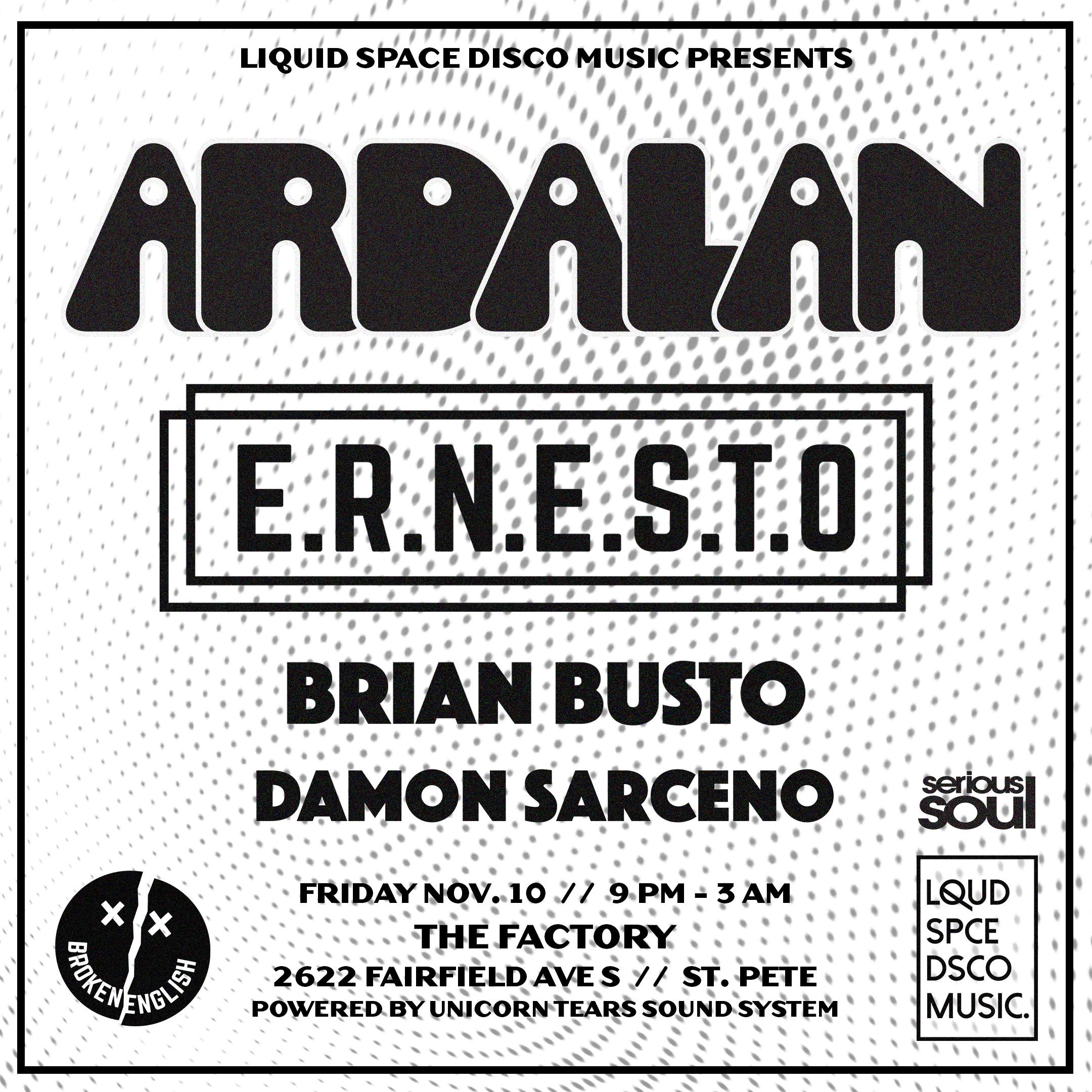 Liquid Space Disco Music presents Ardalan & E.R.N.E.S.T.O - フライヤー表