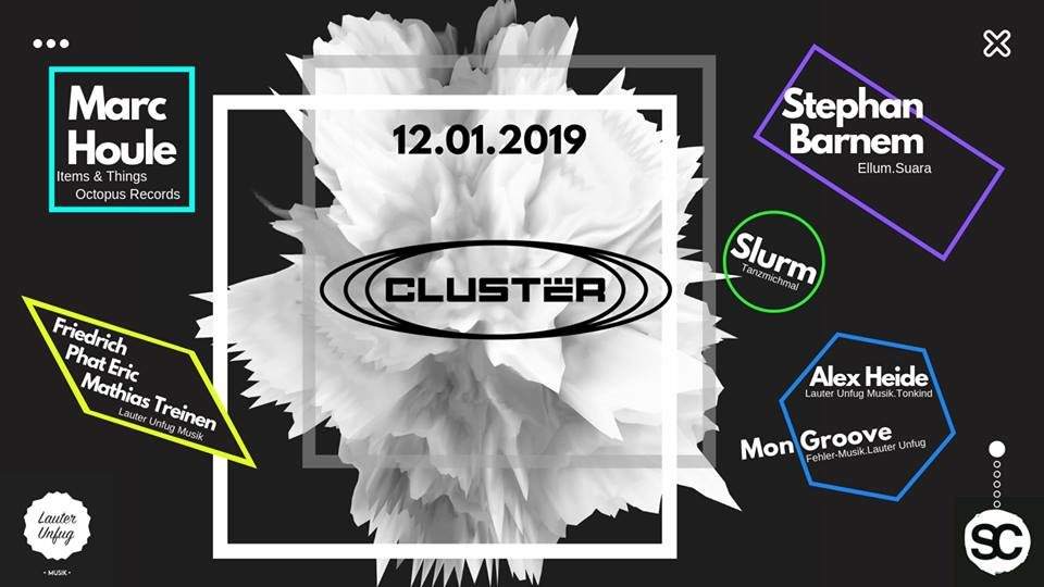 Cluster with Marc Houle Live (Minus), Stephan Barnem (Ellum) & Many More - フライヤー表