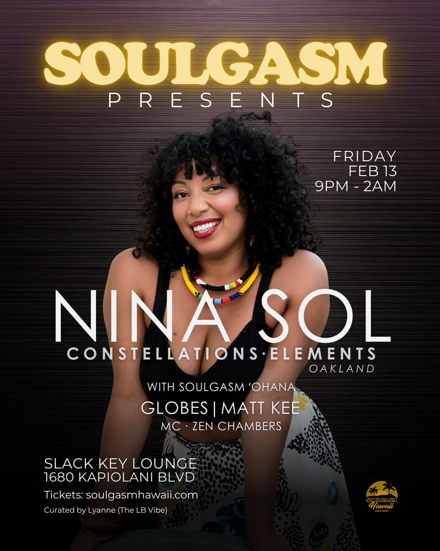 SOULGASM presents nina sol of Constellations, Elements - Oakland at ...