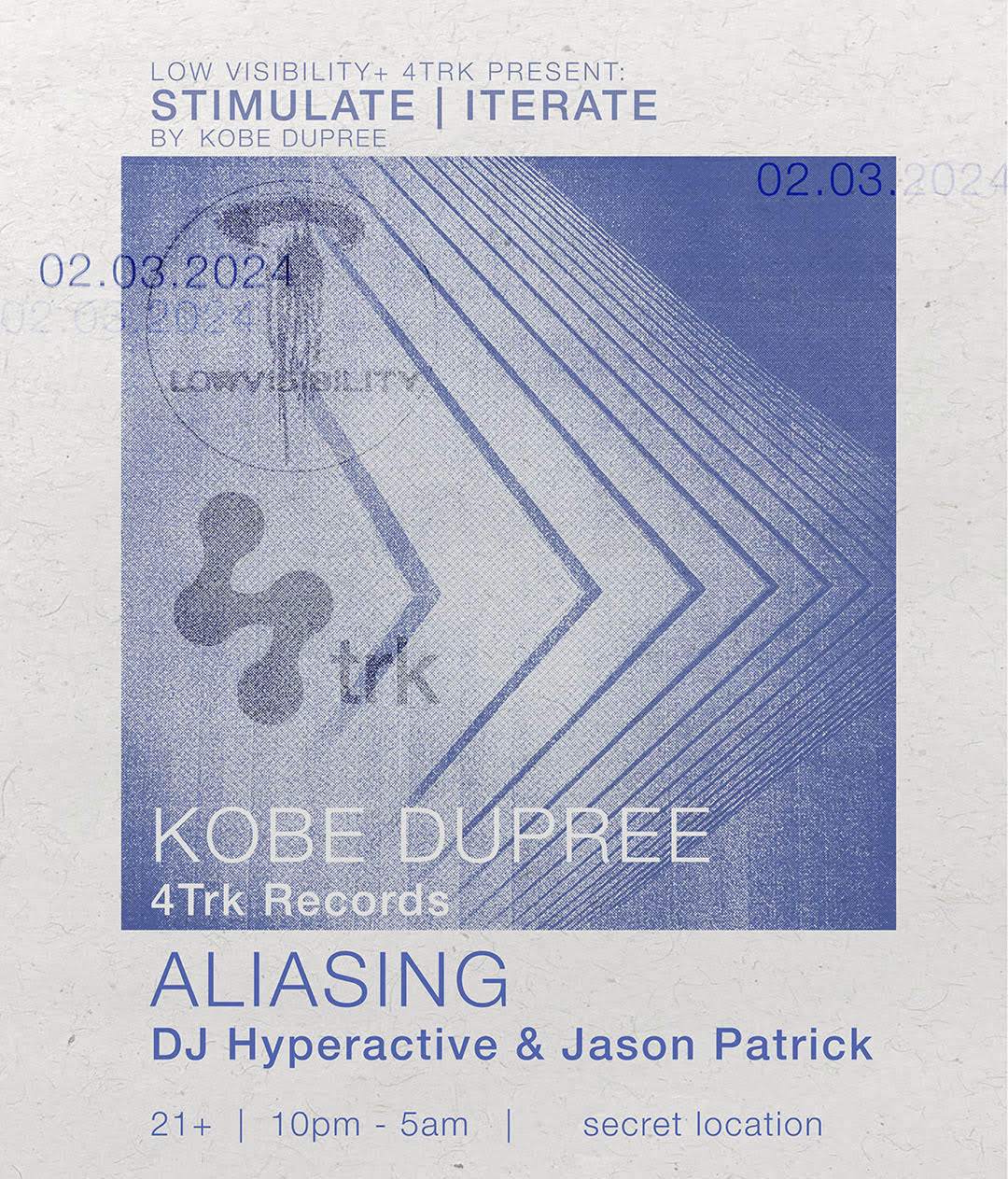 Low Visibility + 4Trk present: Release party for Stimulate - Iterate - Página frontal
