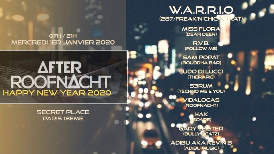 After Roofnacht Happy NYE 2020 W/ W.A.R.R.I.O. & Guest / 7h-21h/ - Página trasera