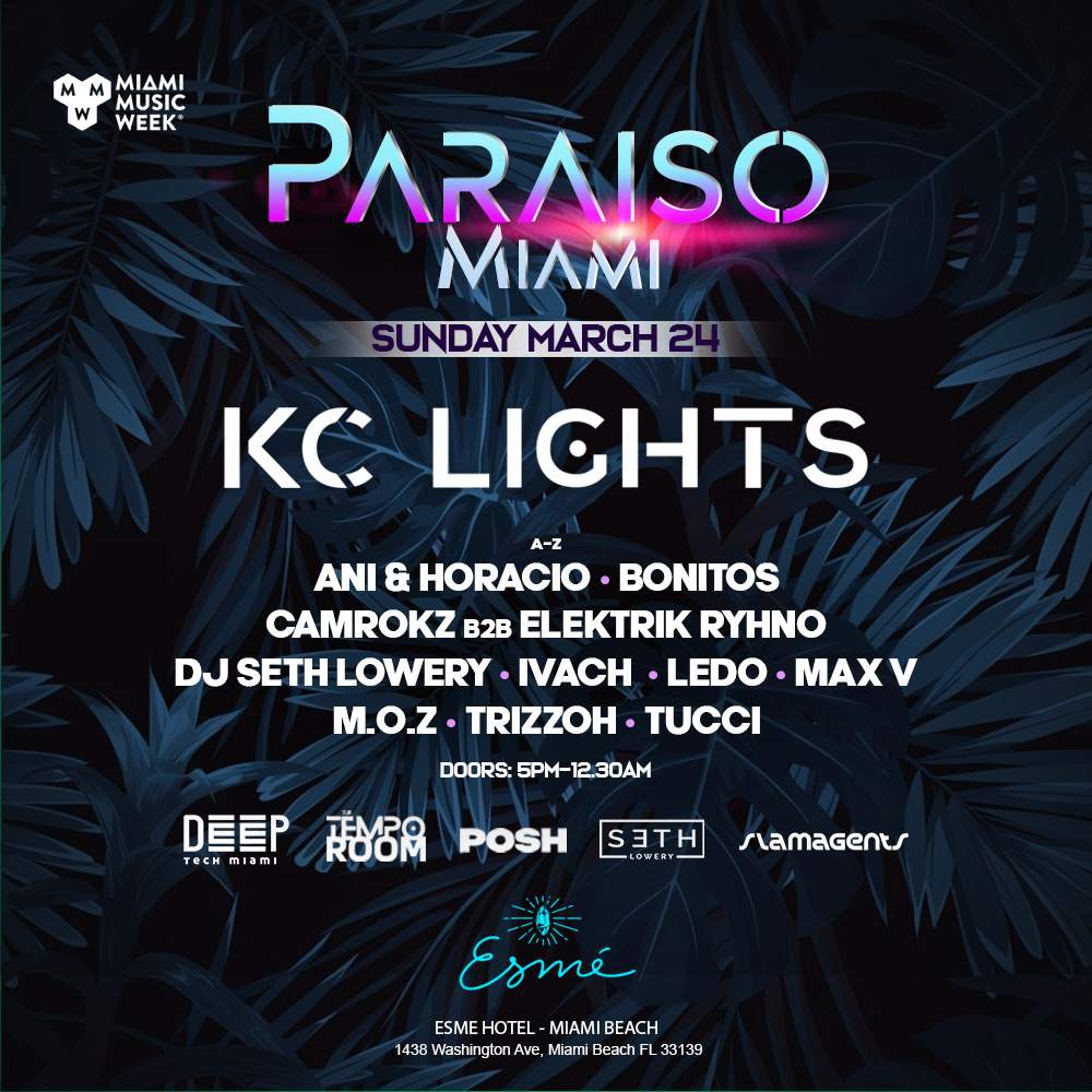 Paraiso Miami featuring KC Lights - フライヤー表