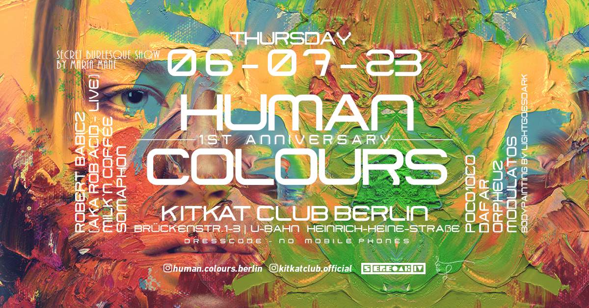 Human Colours '1st. Anniversary of Kinky Colours' at KitKat Club' with Rob Acid -LIVE- - フライヤー表